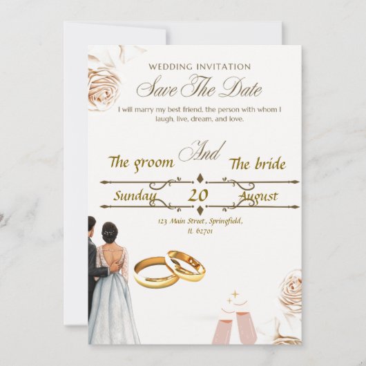 Elegante bruiloft uitnodiging ontwerp - tijdloze s (Voorkant)