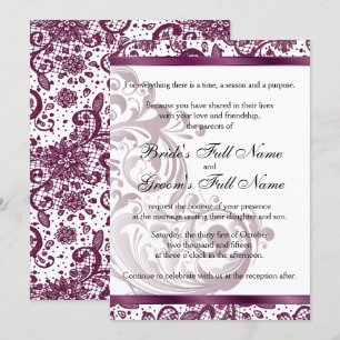 Elegante bruiloft uitnodiging - Paarse 5x7