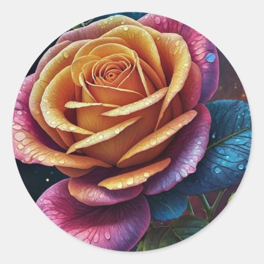 Elegante bruiloft uitnodiging Seal roos Ronde Sticker (Voorkant)