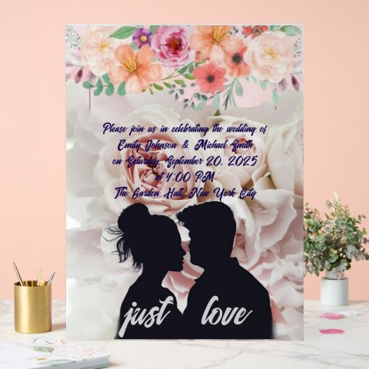 Elegante bruiloft uitnodiging Sjabloon Acryl Bord (Huwelijk)