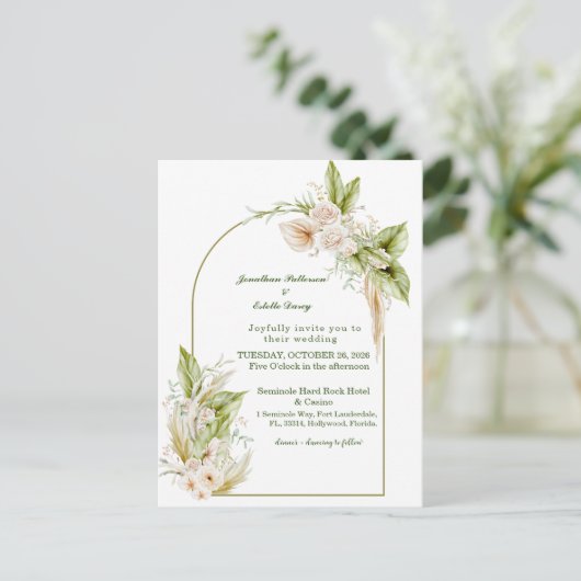 Elegante bruiloft uitnodiging Sjabloon Briefkaart (Staand voorkant)