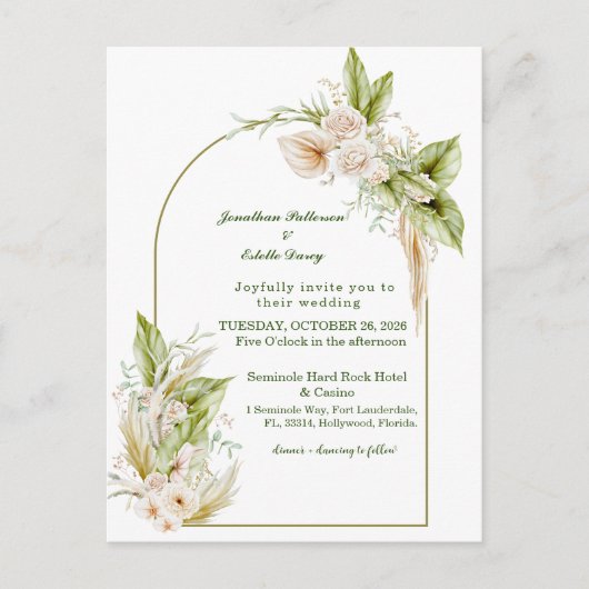 Elegante bruiloft uitnodiging Sjabloon Briefkaart (Voorkant)