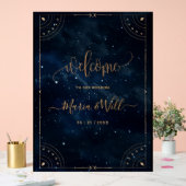 Elegante bruiloft uitnodiging sterrennacht bruilof acryl bord (Huwelijk)