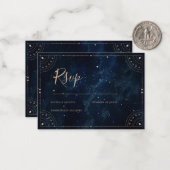 Elegante bruiloft uitnodiging sterrennacht RSVP ka (Voorkant / Achterkant in situ)