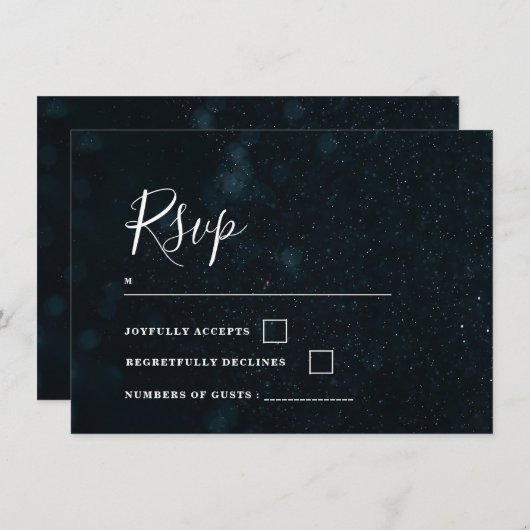 Elegante bruiloft uitnodiging sterrennacht RSVP ka (Voorkant / Achterkant)