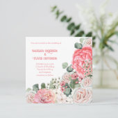 Elegante bruiloft uitnodiging Waterverf bloemen (Staand voorkant)