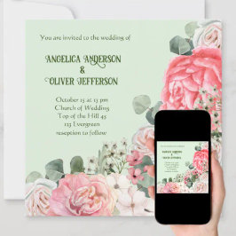 Elegante bruiloft uitnodiging Waterverf bloemen