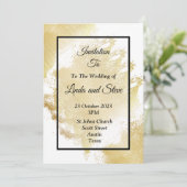 Elegante bruiloft uitnodiging, wit en goud kaart (Staand voorkant)