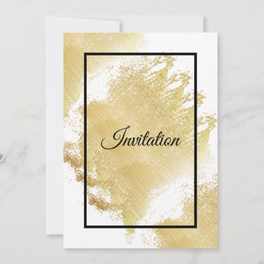 Elegante bruiloft uitnodiging, wit en goud kaart (Achterkant)