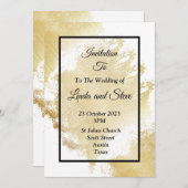 Elegante bruiloft uitnodiging, wit en goud kaart (Voorkant / Achterkant)