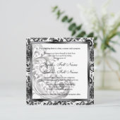 Elegante bruiloft uitnodiging - Zwart (Staand voorkant)