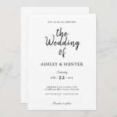 Elegante bruiloft uitnodiging zwart en wit (Voorkant / Achterkant)