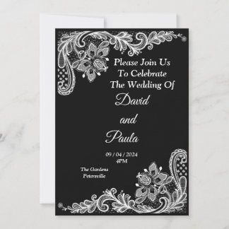 Elegante bruiloft uitnodiging, zwart en wit kaart