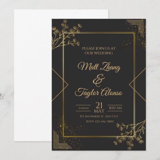 Elegante bruiloft uitnodigingen Kaart (Voorkant / Achterkant)