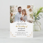 Elegante bruiloft uitnodigingskaart met foto kaart (Staand voorkant)