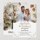 Elegante bruiloft uitnodigingskaart met foto kaart (Voorkant / Achterkant)
