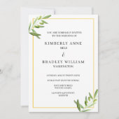 Elegante bruiloft uitnodigingskaart - olijfverlof kaart (Voorkant)