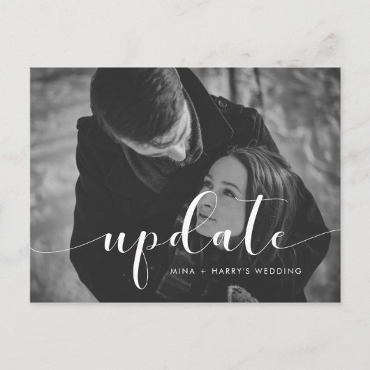 Elegante bruiloft update aankondiging foto briefkaart (Voorkant)