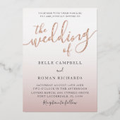 Elegante bruiloft van Roos gouden kalligrafie Folie Uitnodiging (Voorkant)