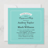 Elegante bruiloft verlovingsfeest Aqua Blauw Zwart Kaart (Voorkant)