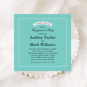 Elegante bruiloft verlovingsfeest Aqua Blauw Zwart Kaart