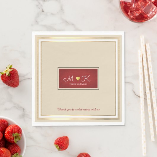 Elegante bruiloft viering receptie Beige & rood Servetten (Insitu)