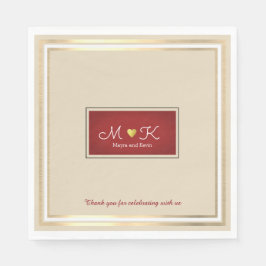 Elegante bruiloft viering receptie Beige & rood Servetten