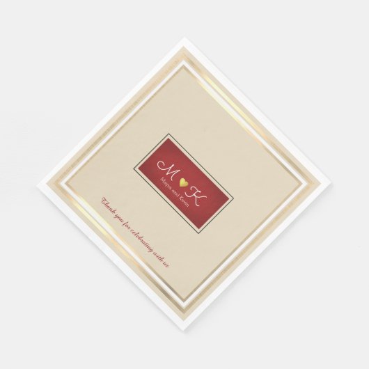 Elegante bruiloft viering receptie Beige & rood Servetten (Hoek)