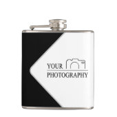 Elegante bruiloft Voeg gepersonaliseerde fotografi Heupfles (Voorkant)