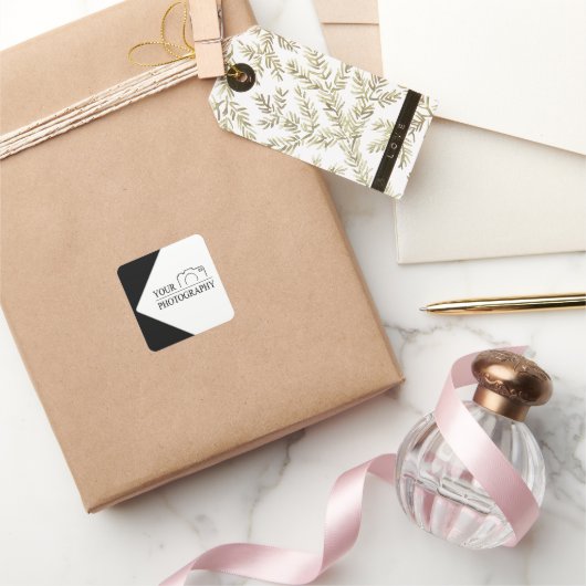 Elegante bruiloft Voeg gepersonaliseerde fotografi Vierkante Sticker (Geschenken)