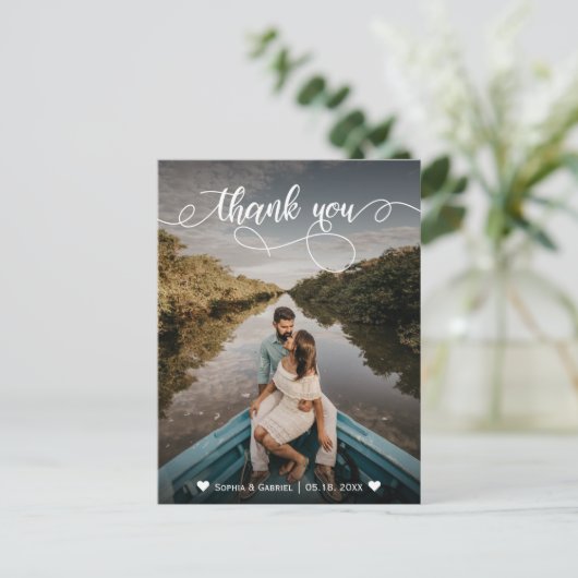 Elegante bruiloft Volledige foto Dank u Briefkaart (Staand voorkant)