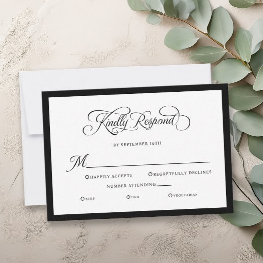 Elegante bruiloft vriendelijk reageren kalligrafie RSVP kaartje