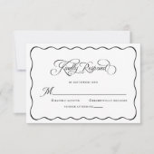 Elegante bruiloft vriendelijk reageren modern zwar RSVP kaartje (Voorkant)