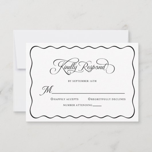 Elegante bruiloft vriendelijk reageren modern zwar RSVP kaartje (Voorkant)