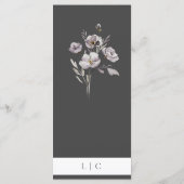 Elegante bruiloft waterverf bloem donkergrijs dine menu (Achterkant)