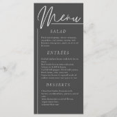Elegante bruiloft waterverf bloem donkergrijs dine menu (Voorkant)