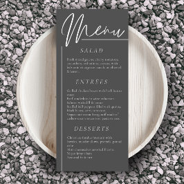 Elegante bruiloft waterverf bloem donkergrijs dine menu