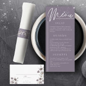 Elegante bruiloft waterverf bloem paarse Diner Menu