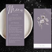 Elegante bruiloft waterverf bloem paarse Diner Menu