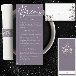 Elegante bruiloft waterverf bloem paarse Diner Menu