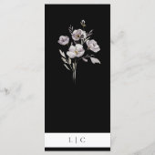 Elegante bruiloft waterverf bloem zwart diner menu (Achterkant)