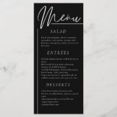 Elegante bruiloft waterverf bloem zwart diner menu (Voorkant)