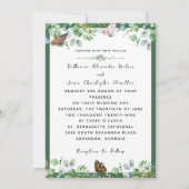Elegante bruiloft Waterverf Bloemen Vlinder Groen Kaart (Voorkant)
