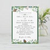 Elegante bruiloft Waterverf Bloemen Vlinder Groen Kaart (Staand voorkant)