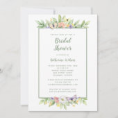 Elegante bruiloft Waterverf Bloemen Vlinder Groen Kaart (Voorkant)