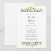 Elegante bruiloft Waterverf Bloemen Vlinder Groen Kaart (Voorkant / Achterkant)