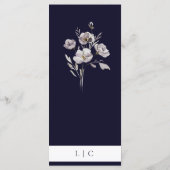 Elegante bruiloft waterverf bloemendonker marinedi menu (Achterkant)