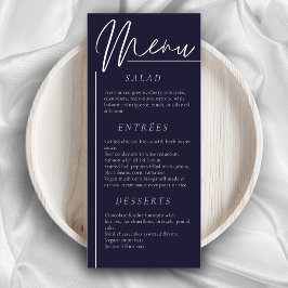 Elegante bruiloft waterverf bloemendonker marinedi menu