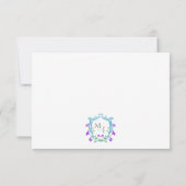 Elegante bruiloft Waterverf Crest Floral Monogram RSVP Kaartje (Achterkant)