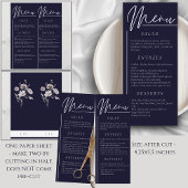Elegante bruiloft waterverf dark navy dubbel menu
